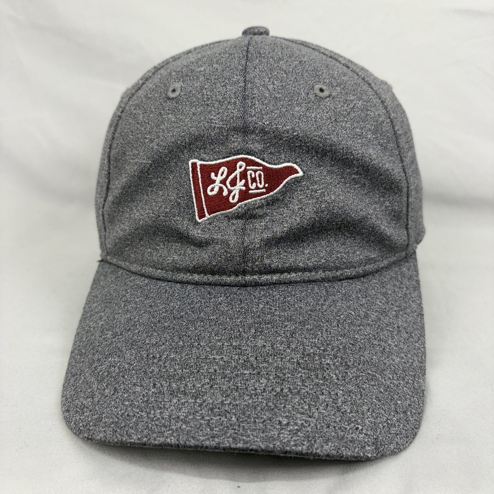 Life is Good Hat Pennant Logo Mens OS Grey Leather Strap Dad Cap